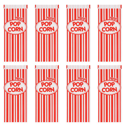 Set 8 papieren popcorn uitdeelzakjes 30x13x8 cm
