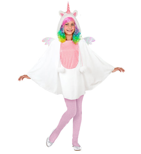 Eenhoorn poncho kinderen gedragen - kleurrijke unicorn cape met capuchon