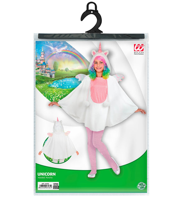 Eenhoorn poncho met muts kinderen achterkant - unicorn cape dierenkostuum