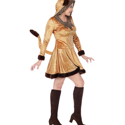 Panterjurk bruin gedragen, dieren luipaard outfit dames
