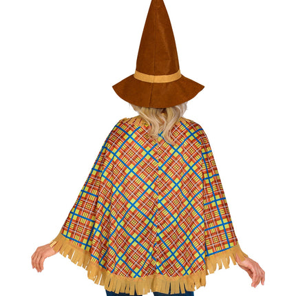 Vogelverschrikker poncho detail - landelijk strooien kostuum cape unisex