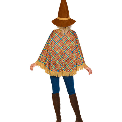 Vogelverschrikker poncho kostuum - strooien scarecrow cape met hoed verkleedpak