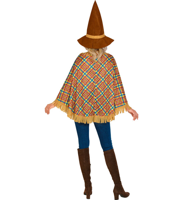 Vogelverschrikker poncho kostuum - strooien scarecrow cape met hoed verkleedpak