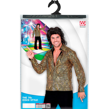 Disco shirt jaren 70 goud achterkant - gouden glitter golven shirt heren