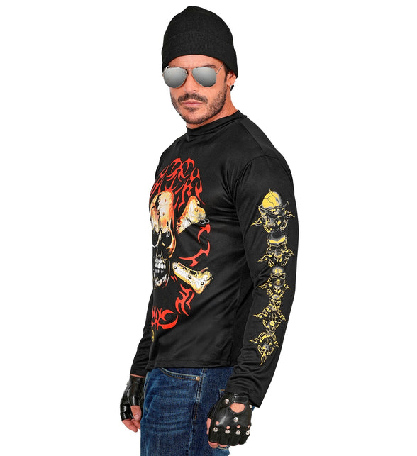 Schedel biker shirt gedragen, totenkopf rocker T-shirt heren