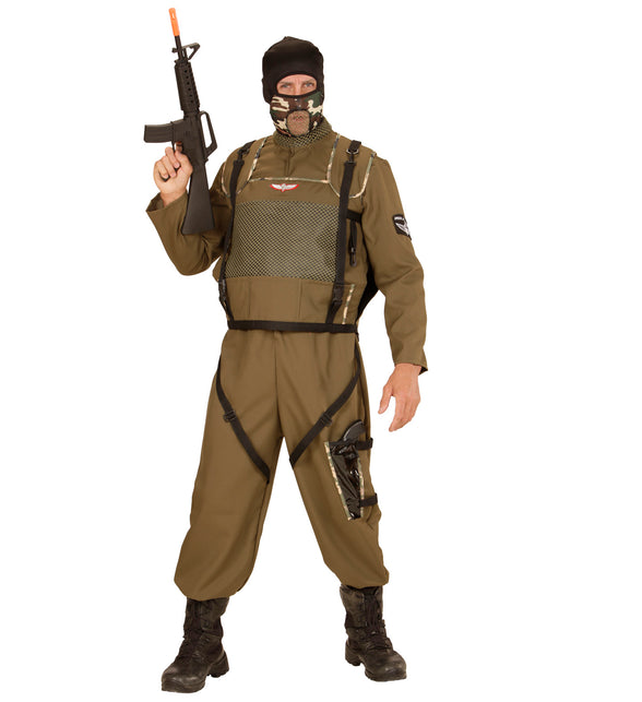 Special force pak achterkant, parachutist leger overall met kap