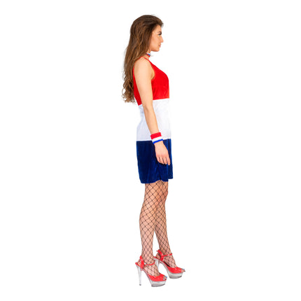 Hollandse vlag jurkje Aukje dames zijaanzicht – verkleedkleding
