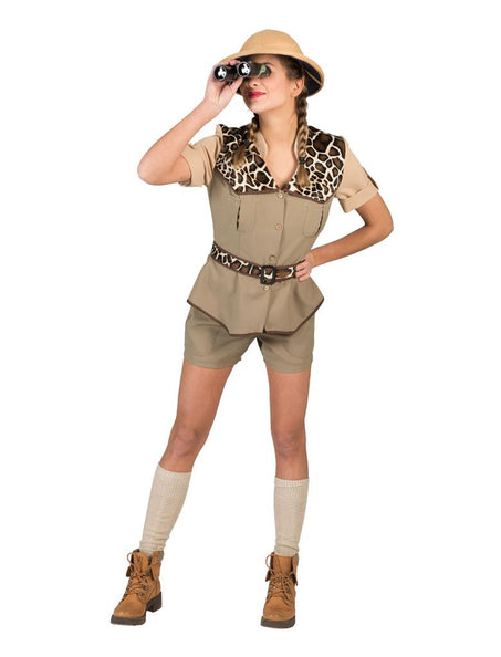 Safari outfit vrouw vooraanzicht – carnavalskostuum