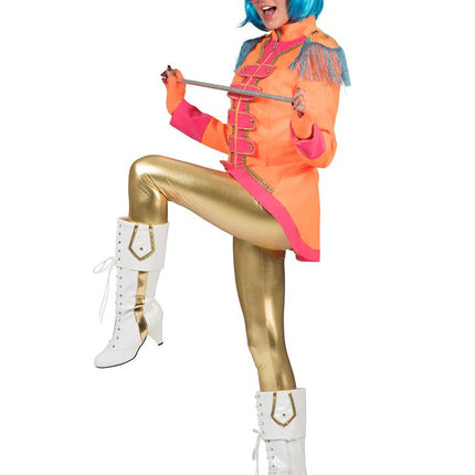 Beatles slipjas oranje zijaanzicht – verkleedkleding