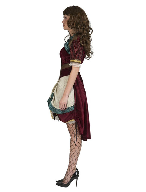 Steampunk pak Victoria dames zijaanzicht – verkleedkleding
