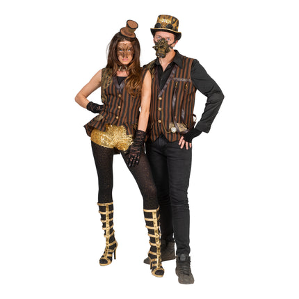 Steampunk pak Anne gedragen door model – feestkleding