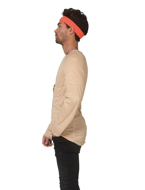 Spierballen shirt Rambo heren zijaanzicht – verkleedkleding