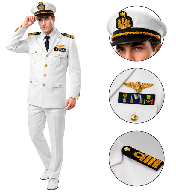 Kapitein colbert voor heren zijaanzicht – verkleedkleding