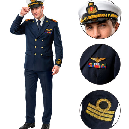Marine kapitein colbert voor heren zijaanzicht – verkleedkleding