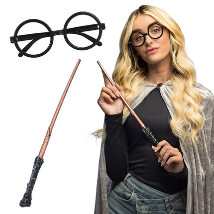 Set Tovenaar kinderen hoed baard toverstaf wizard