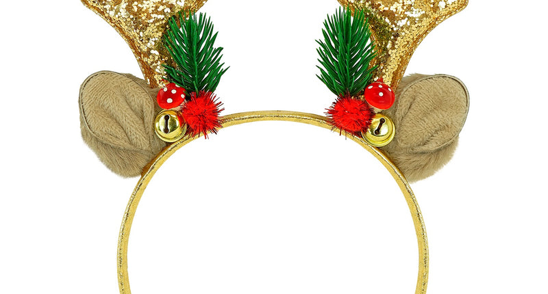 Rendier hoofddeksel glitter goud vooraanzicht – accessoires