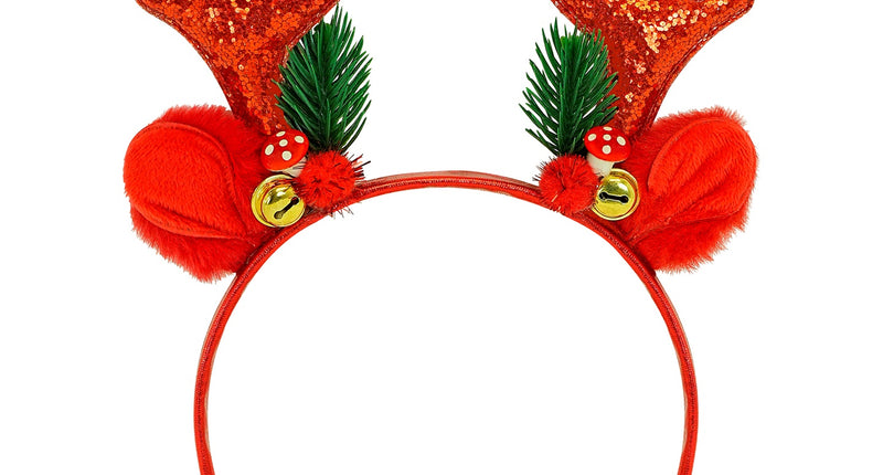 Rendier hoofddeksel glitter rood vooraanzicht – accessoires