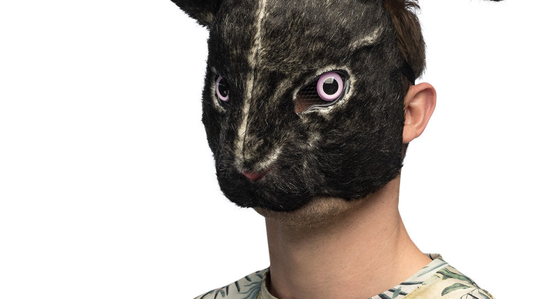Pluchen halfmasker Zwart konijn