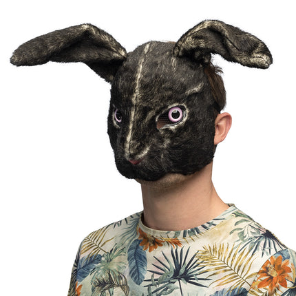 Pluchen halfmasker Zwart konijn