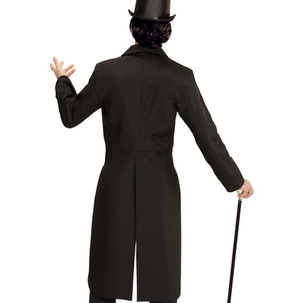 Zwarte frack heren achterkant, elegante slipjas met slippen detail