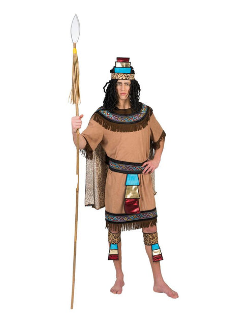 Azteken pak voor heren zijaanzicht – verkleedkleding