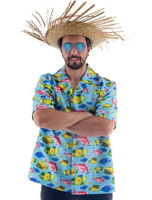 Hawaii shirt Luuk met vis print vooraanzicht – carnavalskostuum