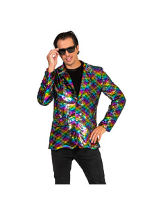 Disco jas Jack regenboog print vooraanzicht – carnavalskostuum