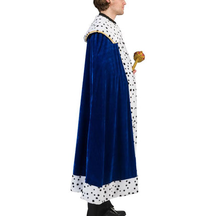 Koningscape deluxe blauw zijaanzicht – verkleedkleding