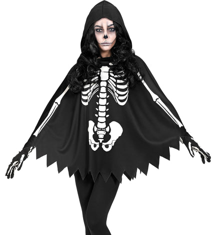 Skelet poncho halloween volwassenen