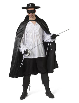 Zwarte cape Zorro met glans