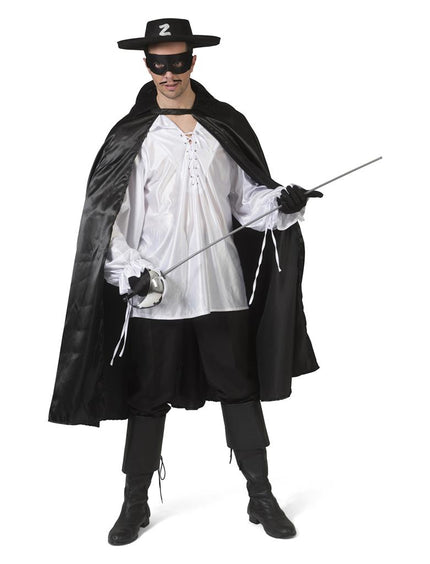 Zwarte cape Zorro met glans