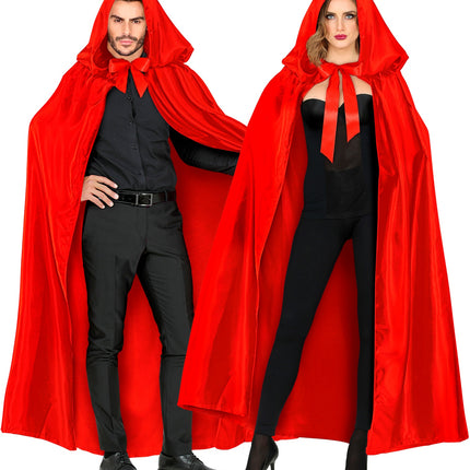 Satijnen cape rood met muts — foto 3