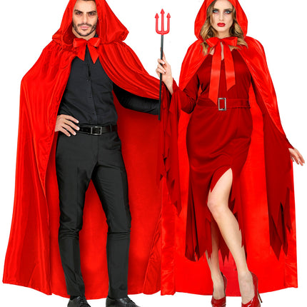 Satijnen cape rood met muts — foto 4