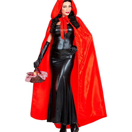 Satijnen cape rood met muts — foto 5