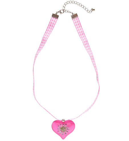 Halsketting met roze hart en edelweiss — foto 2