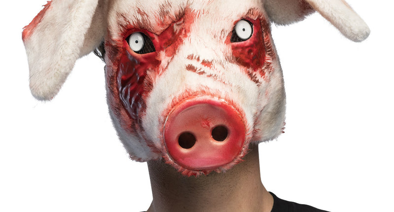 Pluchen halfmasker Bloederig varken roze Halloween Saw