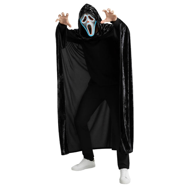 LED masker Spook wit Halloween gedragen