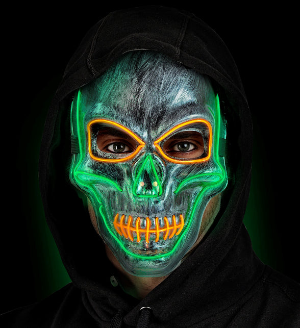 Zilveren schedel masker met gekleurd ledlicht — foto 3