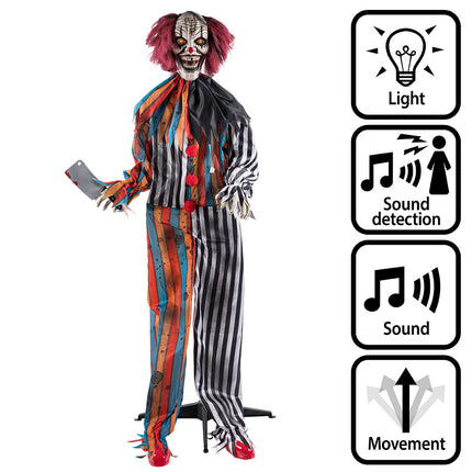 Staande decoratie Clown Butcher 175 cm Halloween killer