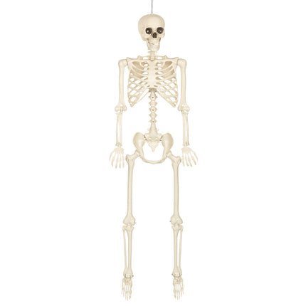 Hangdecoratie Skelet skinny 160 cm wit Halloween
