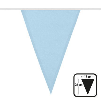 Lichtblauwe polyester vlaggenlijn 6 meter babyshower