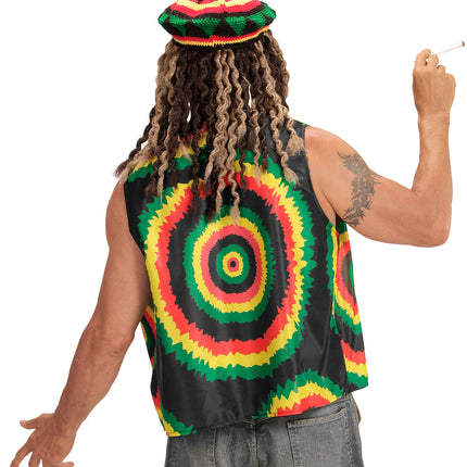 Rasta reggae vest close-up, Jamaica kleuren verkleedkleding