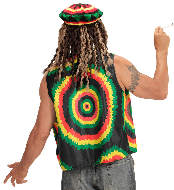 Rasta reggae vest close-up, Jamaica kleuren verkleedkleding
