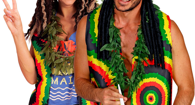 Rasta vest reggae kleuren, Jamaica Bob Marley verkleedvest vooraanzicht