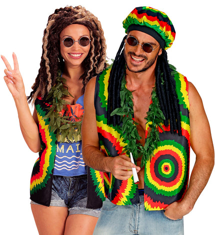 Rasta vest reggae kleuren, Jamaica Bob Marley verkleedvest vooraanzicht