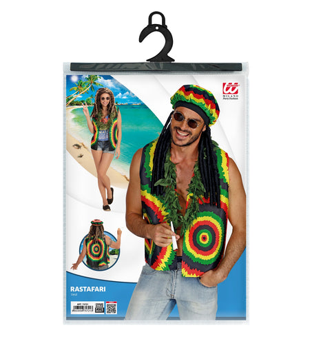 Rasta vest compleet, reggae Jamaica groen geel rood verkleedvest