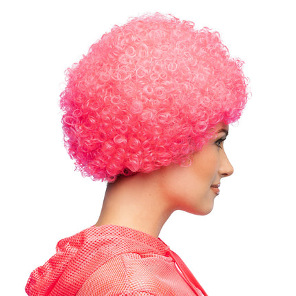 Pruik Curly neonroze UV — foto 3