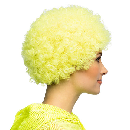 Pruik Curly neongeel UV — foto 3