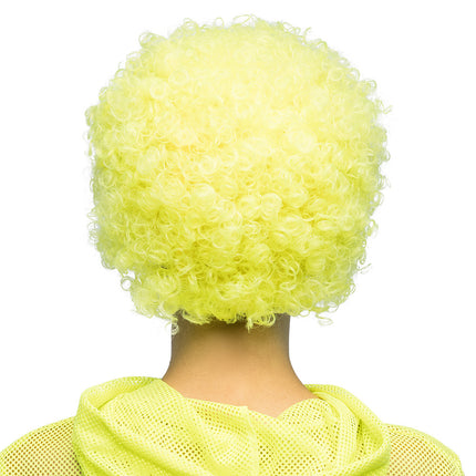 Pruik Curly neongeel UV — foto 4