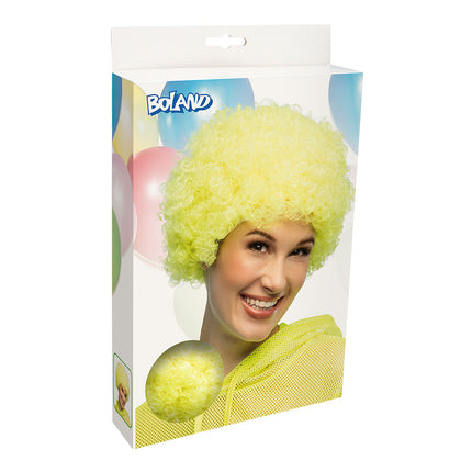 Pruik Curly neongeel UV — foto 5